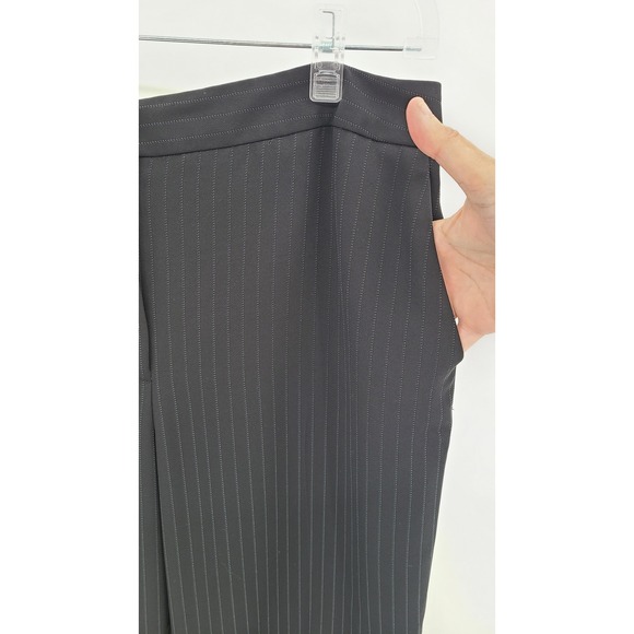 Ann Taylor LOFT Women Laura Pinstripe Dress Pants Size 12 Black Gray Work Lined - Picture 2 of 8